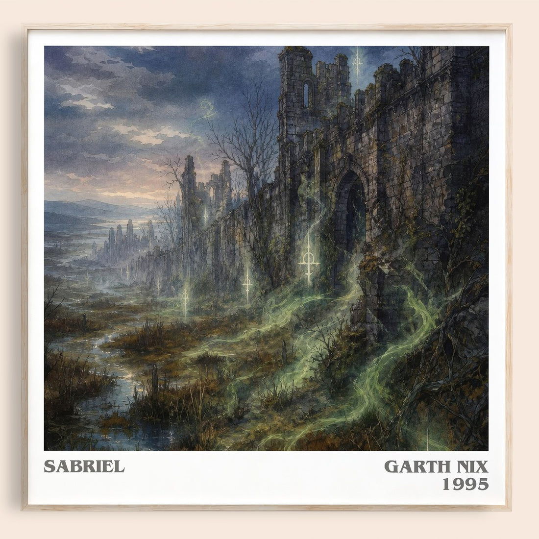 Sabriel literary book poster by Garth Nix – framed literary art print