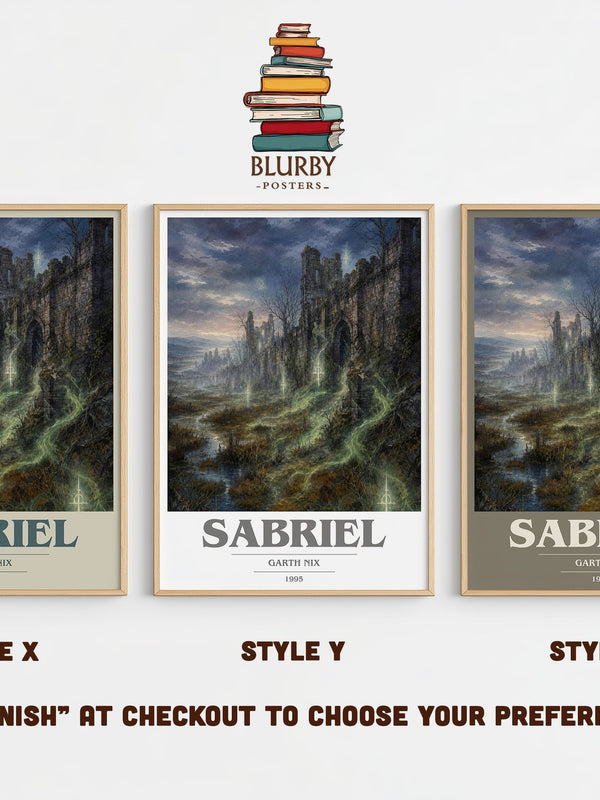 Sabriel book cover print in frame leaning in hallway – fantasy wall art
