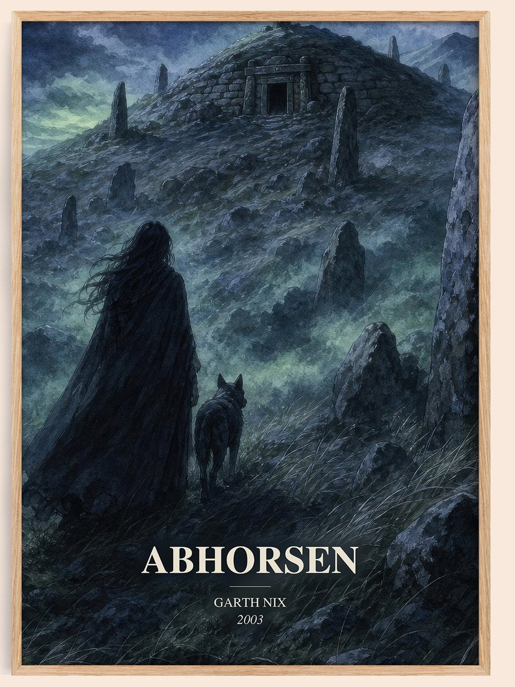 Abhorsen watercolour book poster by Garth Nix – framed literary art print