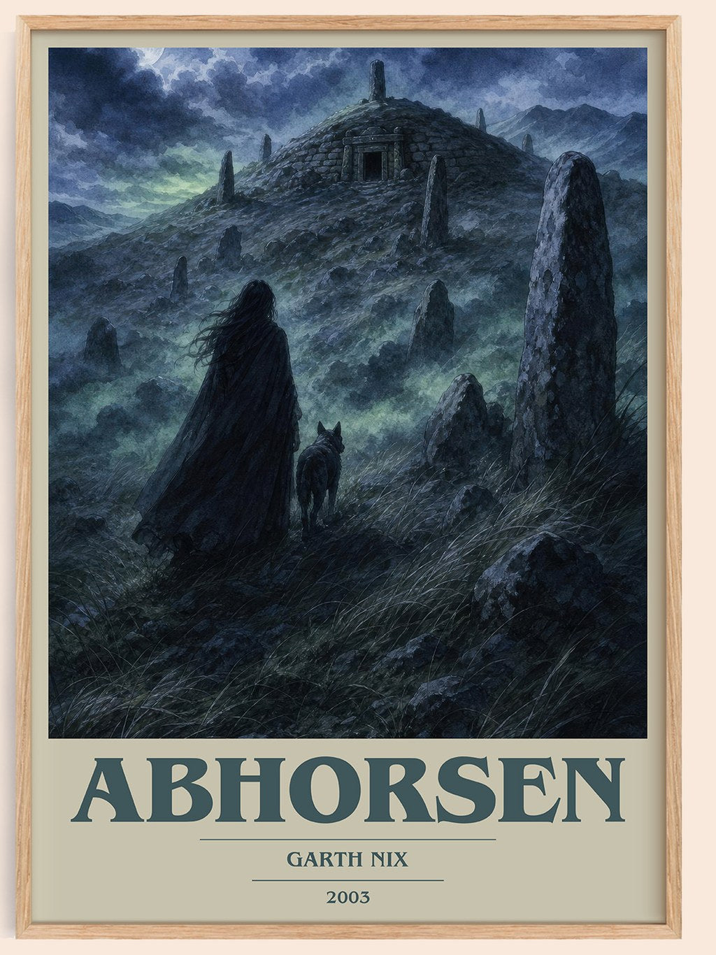 Abhorsen book cover book poster by Garth Nix – framed literary art print