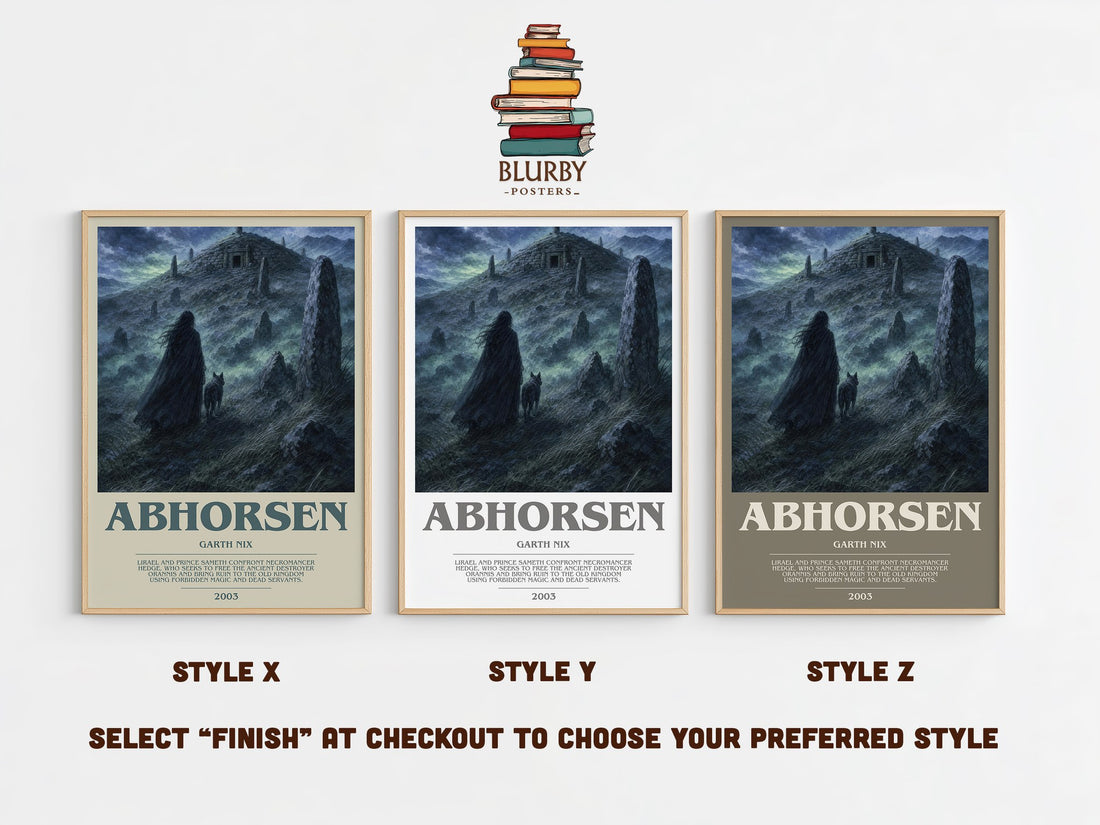 Abhorsen bookish print in frame leaning in hallway – fantasy wall art (mockup)