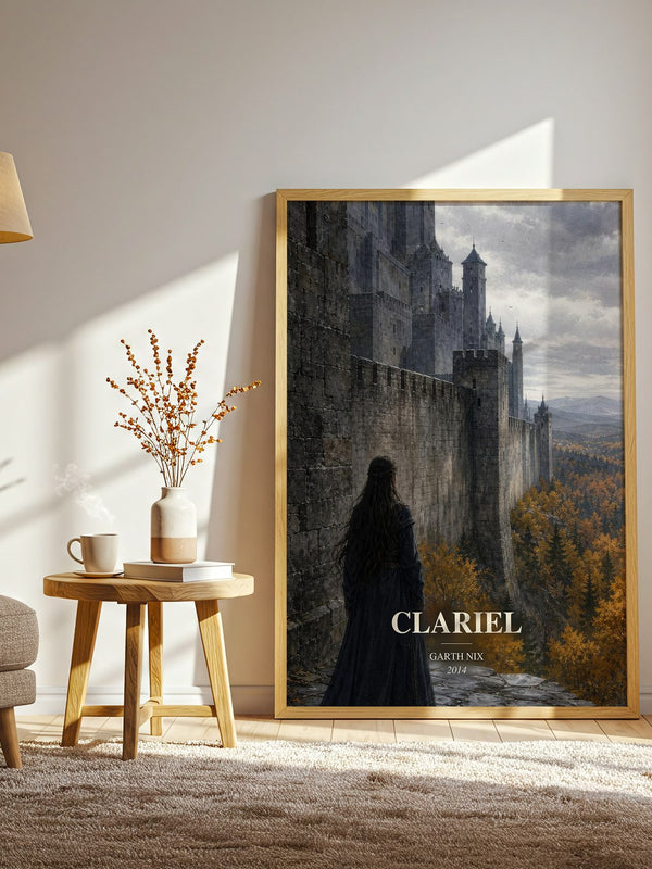 Clariel watercolour print in frame leaning in hallway – fantasy wall art