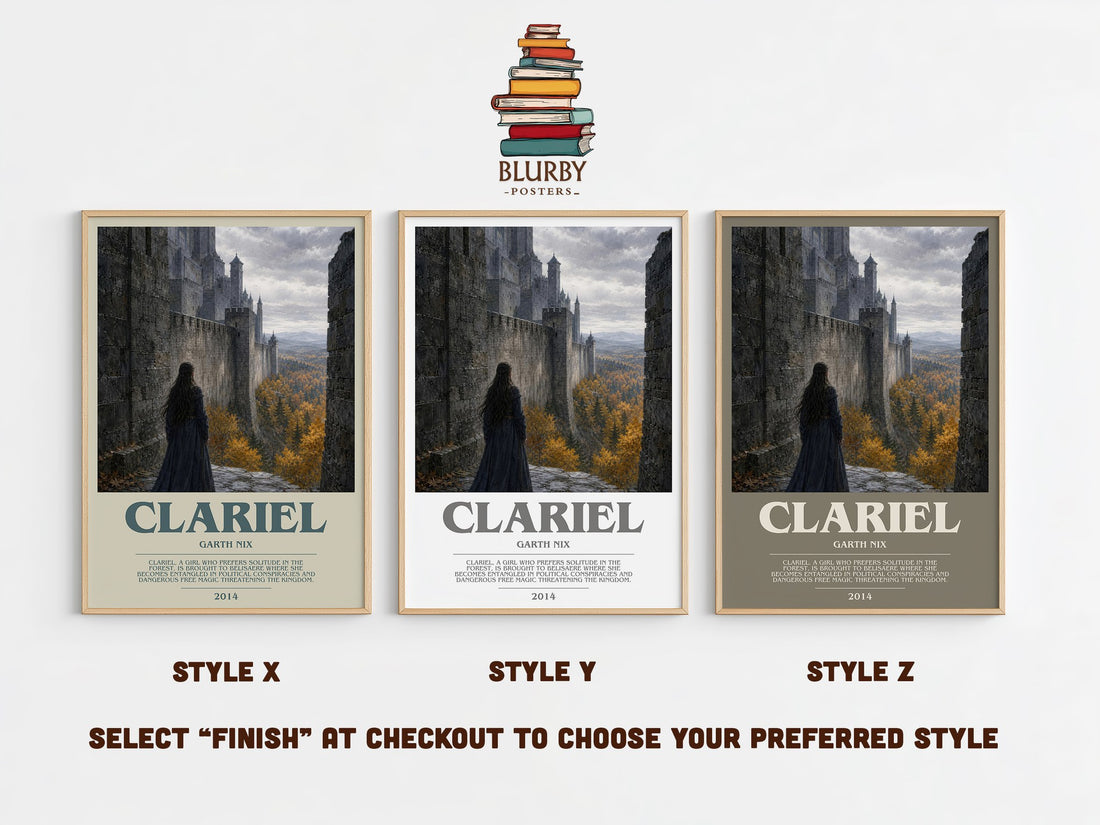 Clariel bookish print in frame leaning in hallway – fantasy wall art (mockup)