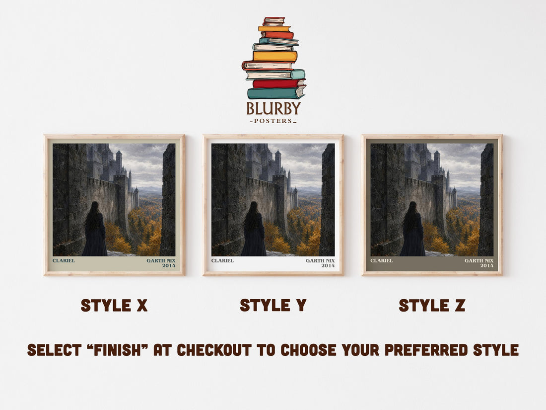 Clariel literary print in frame leaning in hallway – fantasy wall art (mockup)