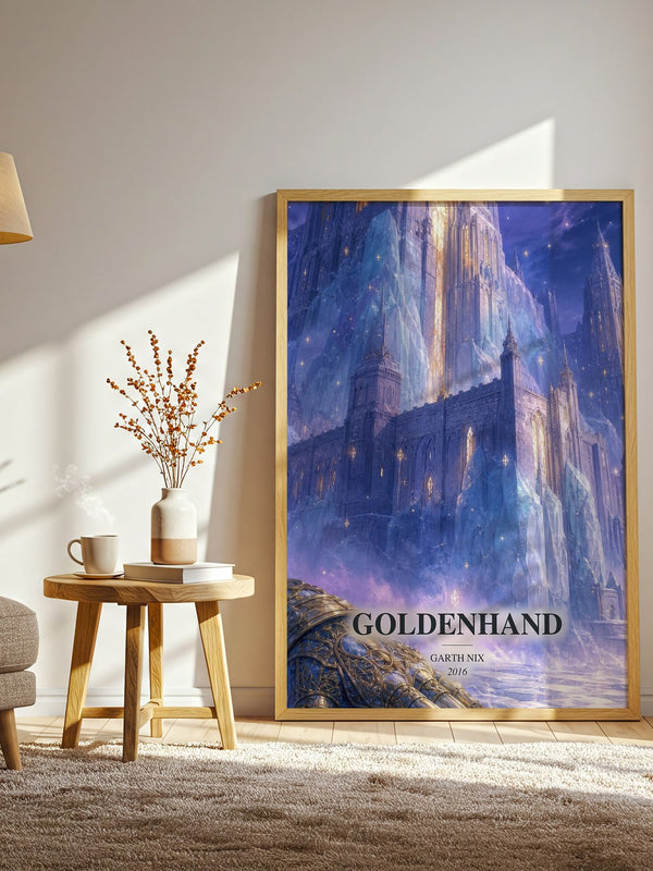 Goldenhand watercolour print in frame leaning in hallway – fantasy wall art