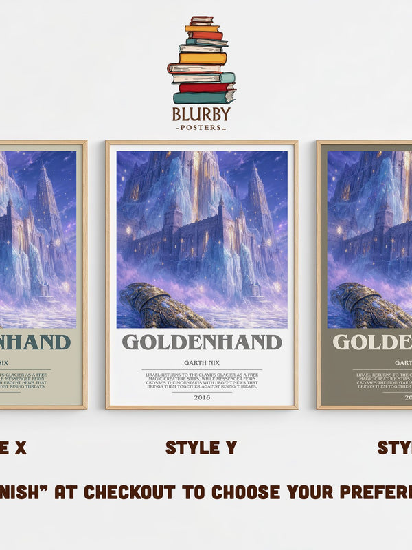 Goldenhand bookish print in frame leaning in hallway – fantasy wall art