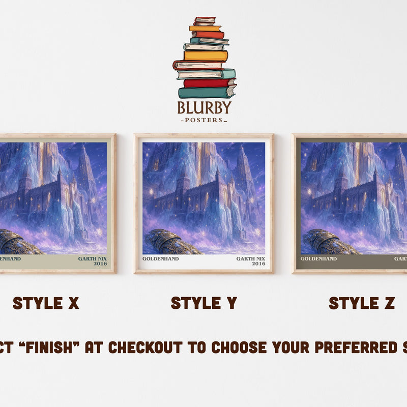 Goldenhand literary print in frame leaning in hallway – fantasy wall art