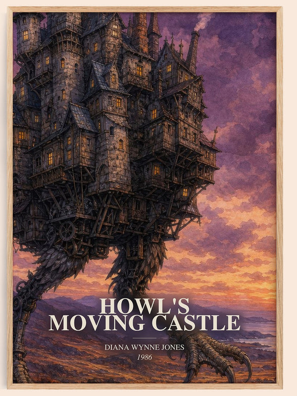 Howl's Moving Castle watercolour book poster by Diana Wynne Jones – framed literary art print