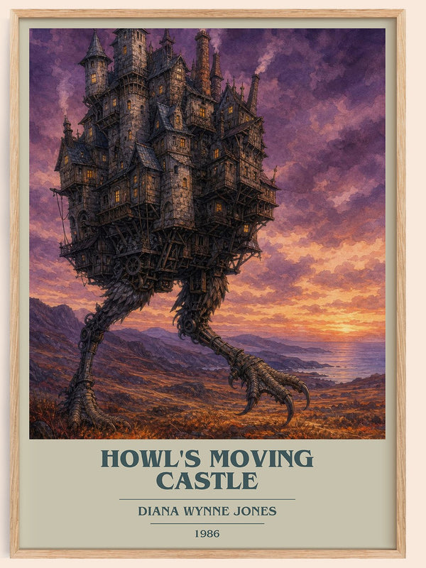 Howl's Moving Castle book cover book poster by Diana Wynne Jones – framed literary art print