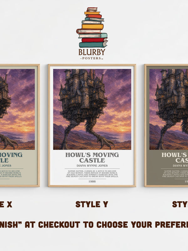 Howl's Moving Castle bookish print in frame leaning in hallway – fantasy wall art