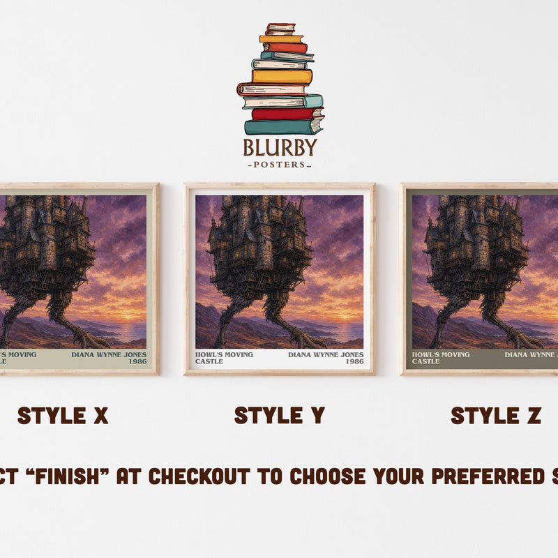Howl's Moving Castle literary print in frame leaning in hallway – fantasy wall art