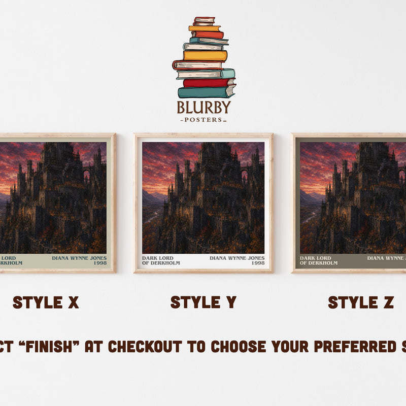 Dark Lord of Derkholm literary print in frame leaning in hallway – fantasy wall art