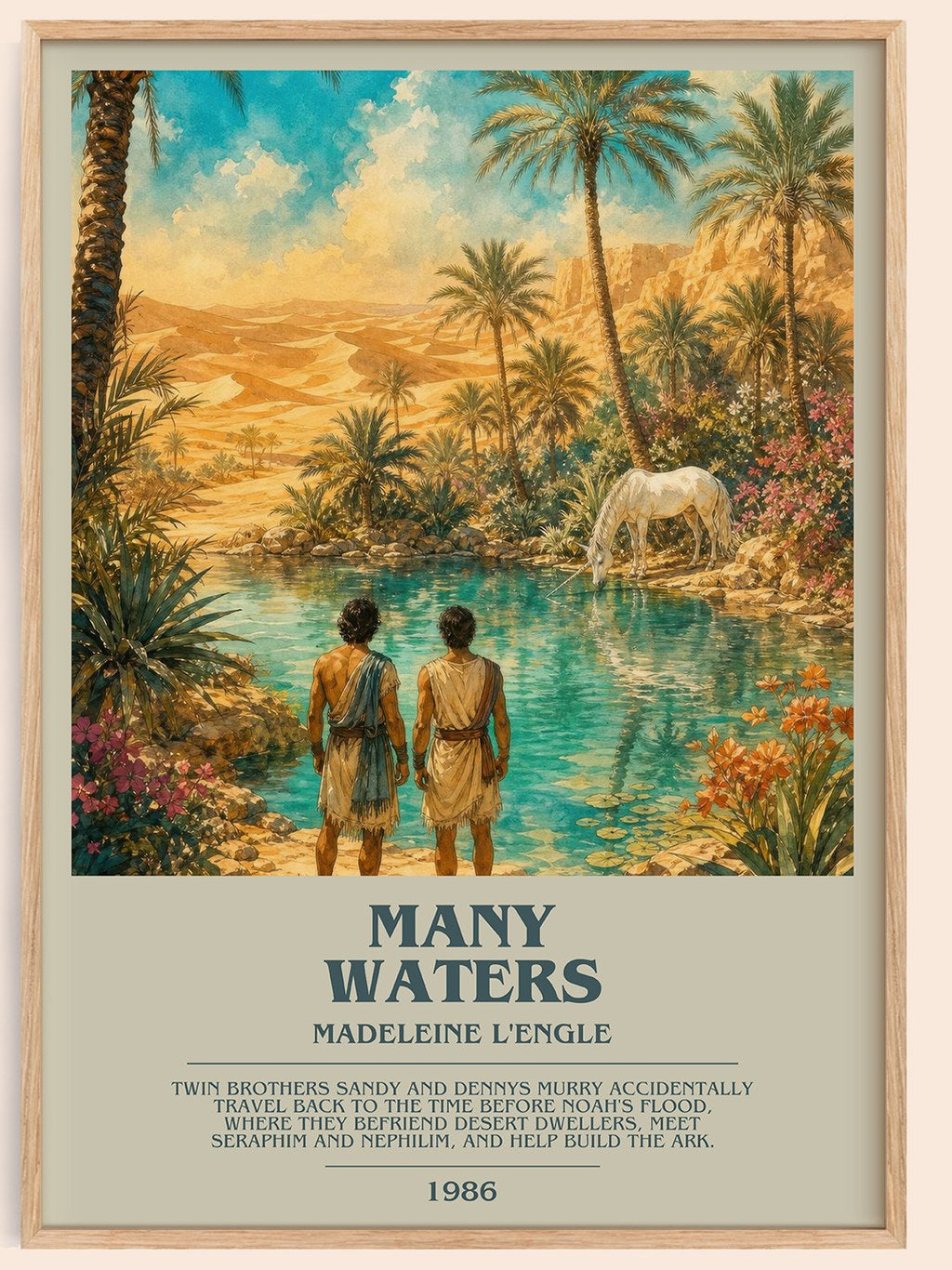 Many Waters bookish book poster by Madeleine L'Engle – framed literary art print