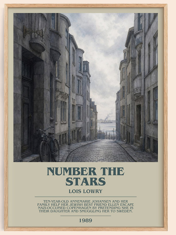Number the Stars bookish book poster by Lois Lowry – framed literary art print