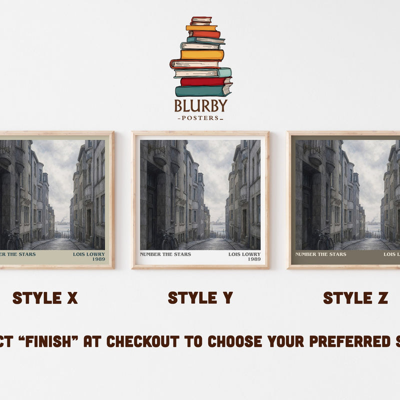 Number the Stars literary print in frame leaning in hallway – childrens wall art