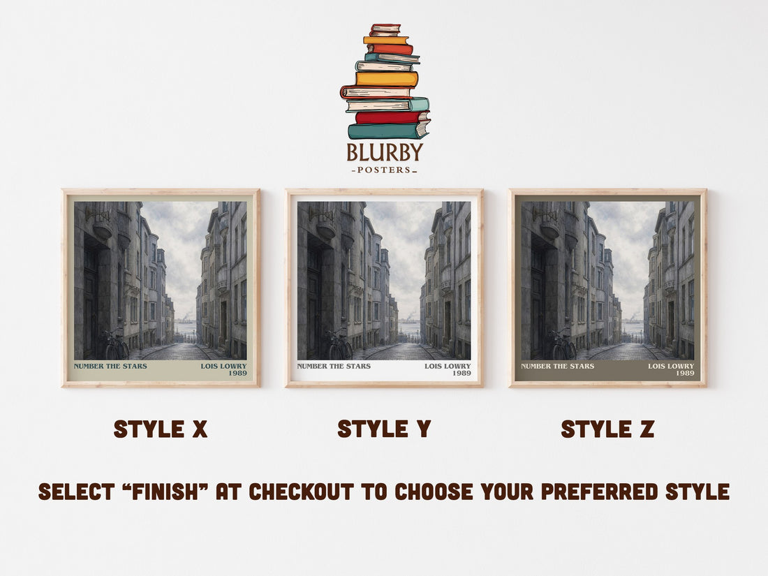 Number the Stars literary print in frame leaning in hallway – childrens wall art (mockup)