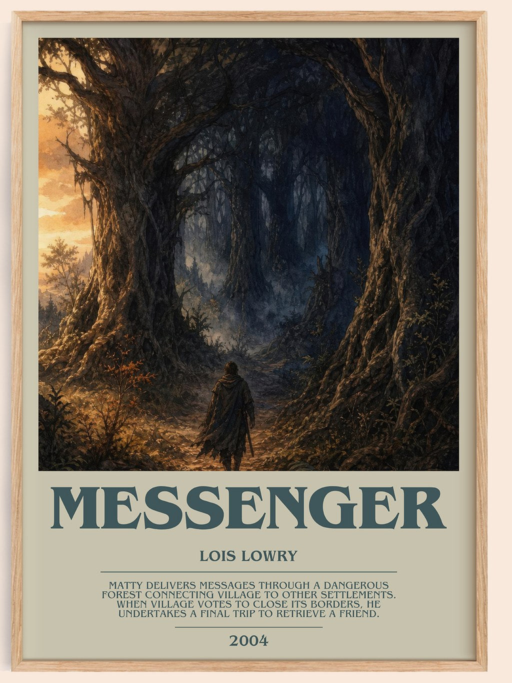 Messenger bookish book poster by Lois Lowry – framed literary art print