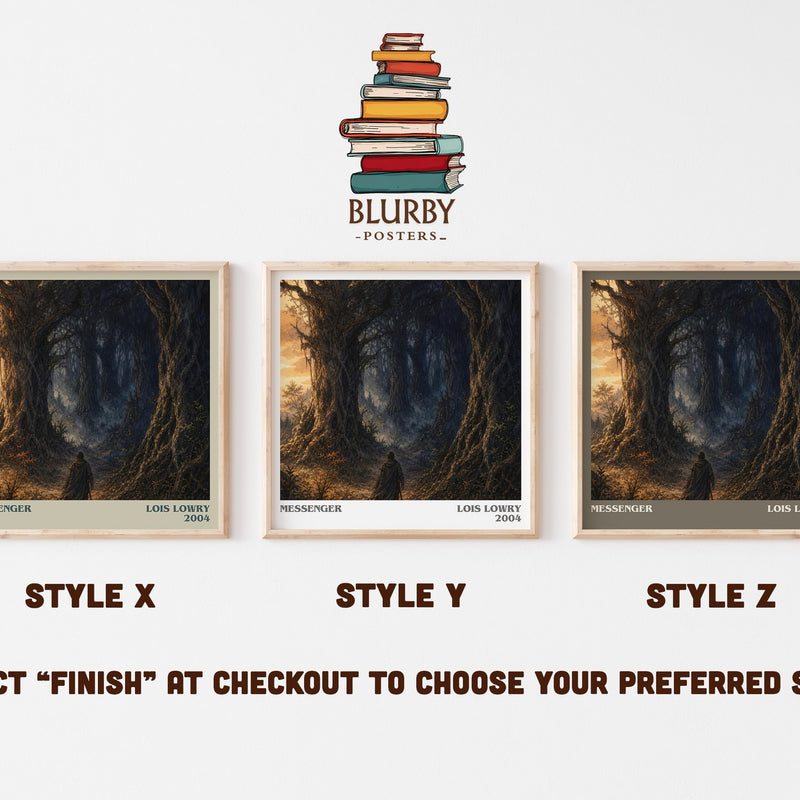 Messenger literary print in frame leaning in hallway – dystopian wall art