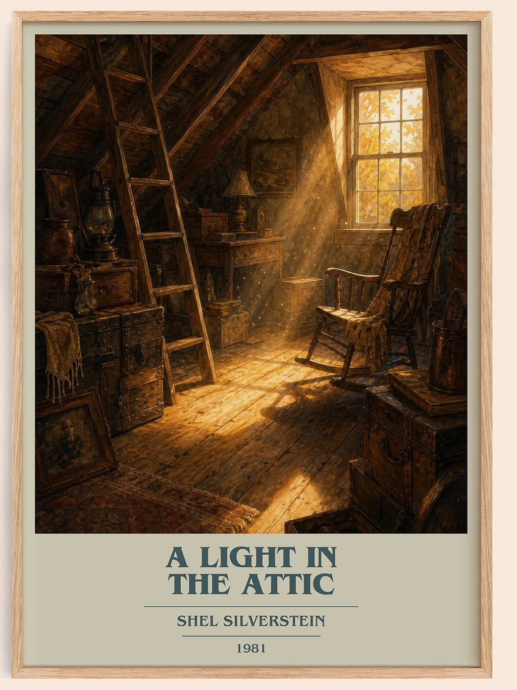 A Light in the Attic book cover book poster by Shel Silverstein – framed literary art print