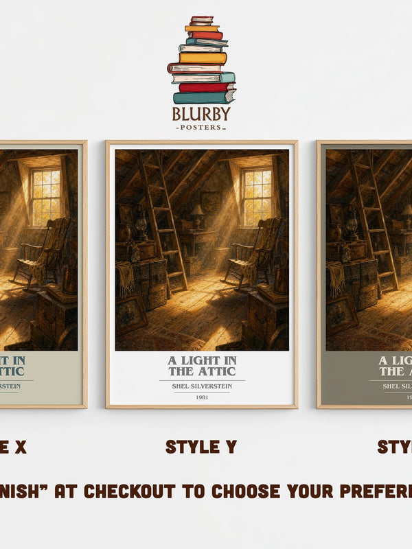 A Light in the Attic book cover print in frame leaning in hallway – poetry wall art
