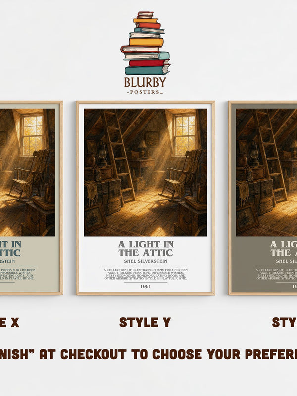 A Light in the Attic bookish print in frame leaning in hallway – poetry wall art
