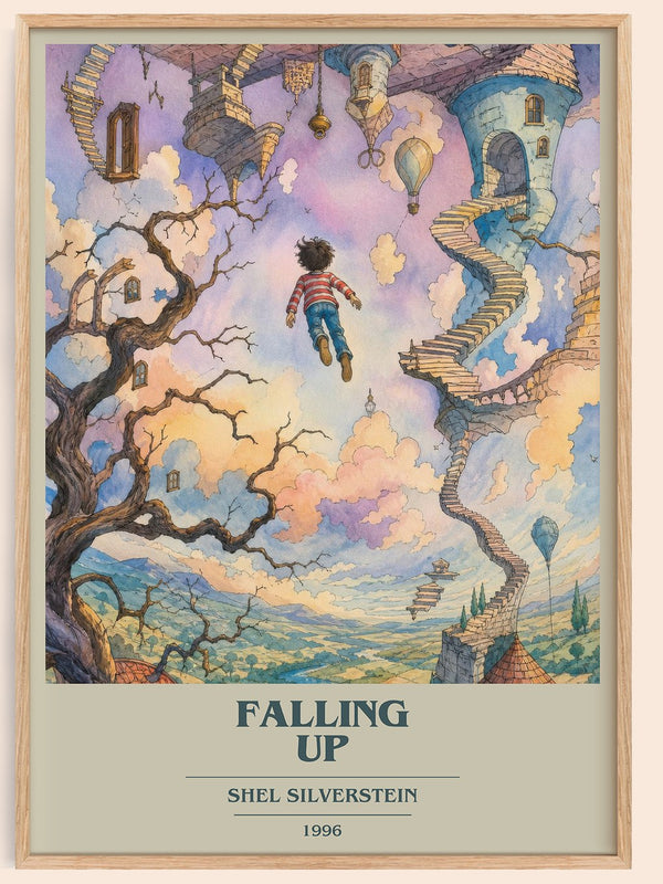 Falling Up book cover book poster by Shel Silverstein – framed literary art print