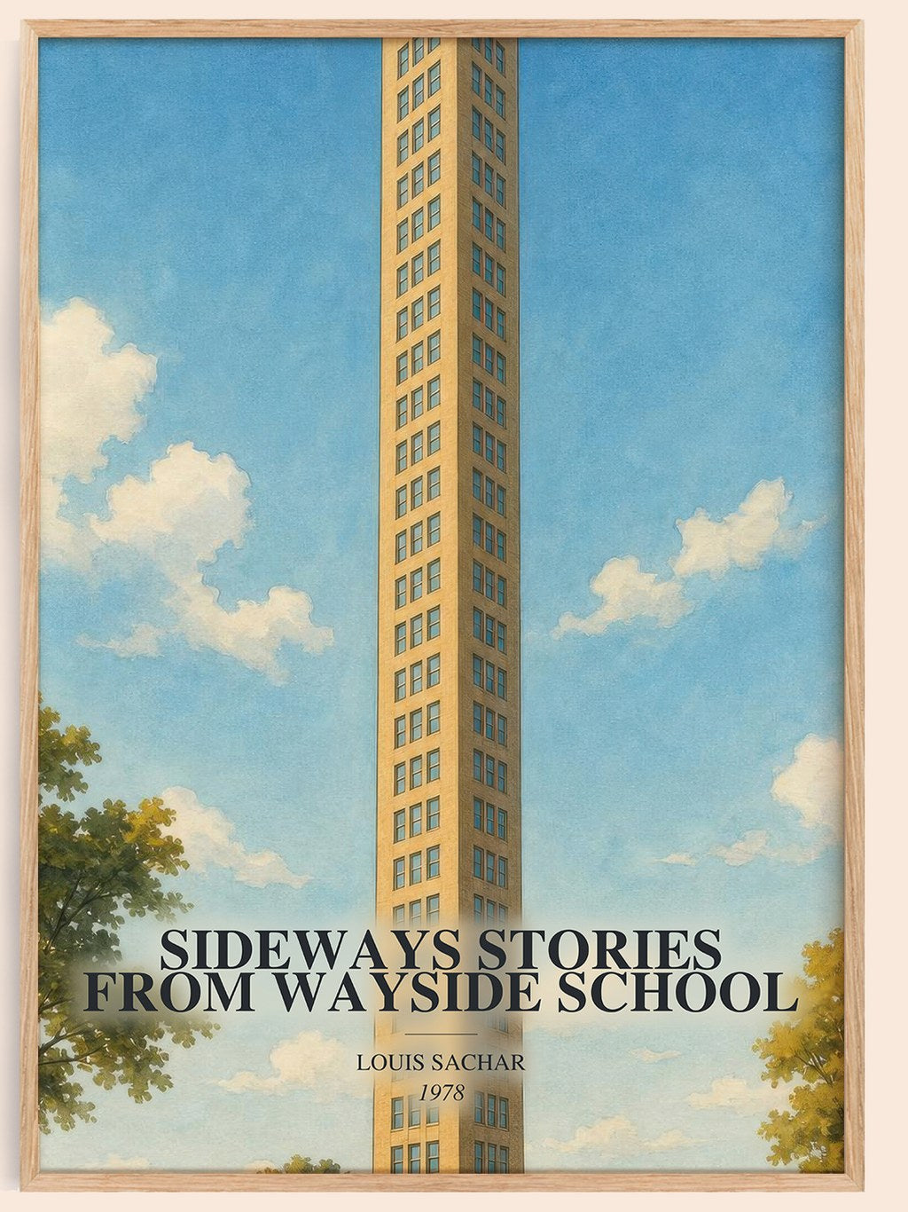 Sideways Stories from Wayside School watercolour book poster by Louis Sachar – framed literary art print