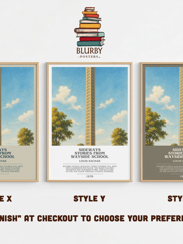 Sideways Stories from Wayside School bookish print in frame leaning in hallway – childrens wall art