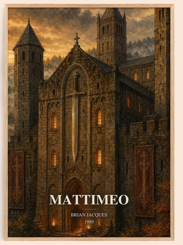 Mattimeo watercolour book poster by Brian Jacques – framed literary art print