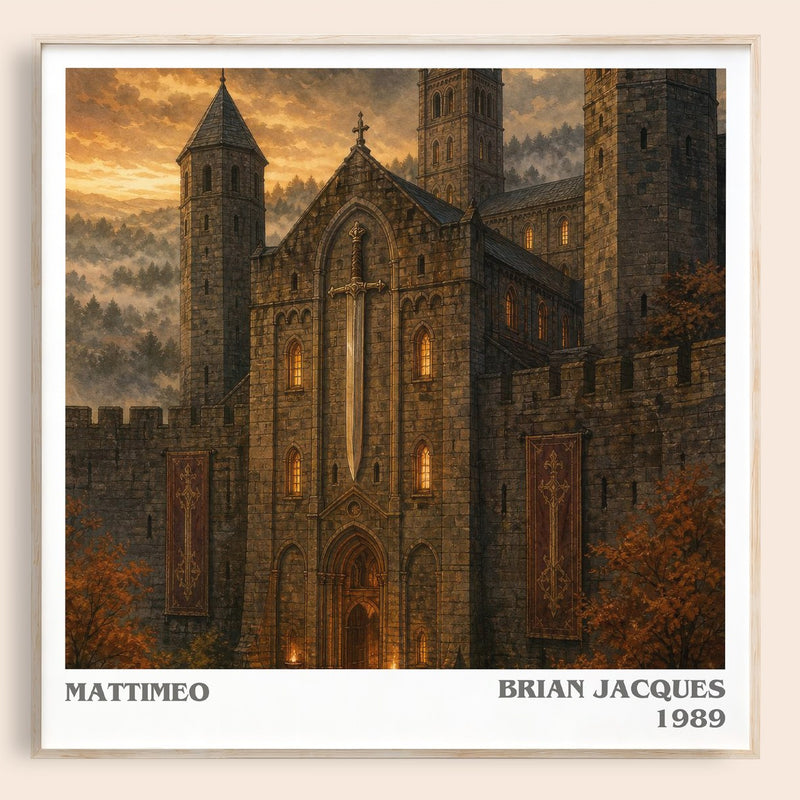 Mattimeo literary book poster by Brian Jacques – framed literary art print