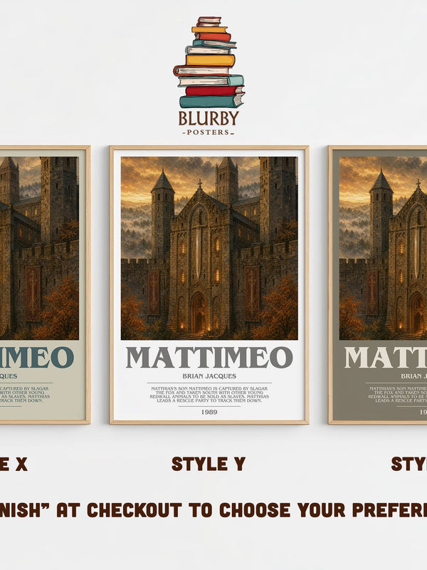 Mattimeo bookish print in frame leaning in hallway – childrens wall art