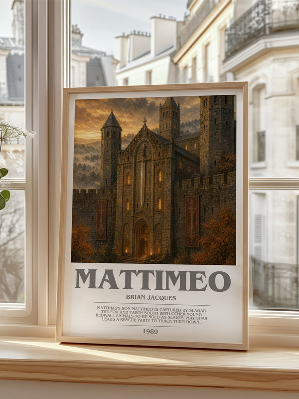 Mattimeo bookish poster colour and style options – Brian Jacques book art