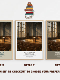 Elizabeth Costello book cover print in frame leaning in hallway – literary fiction wall art