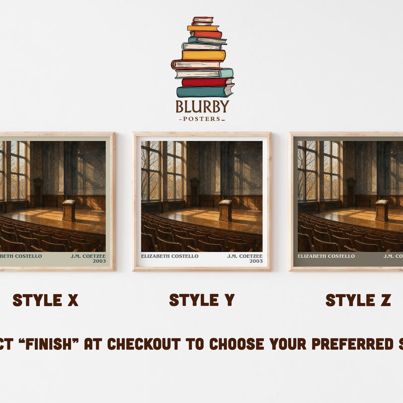 Elizabeth Costello literary print in frame leaning in hallway – literary fiction wall art