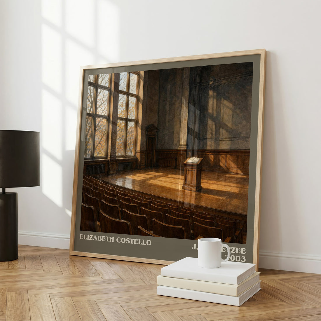 Elizabeth Costello literary print framed by window – literary home decor