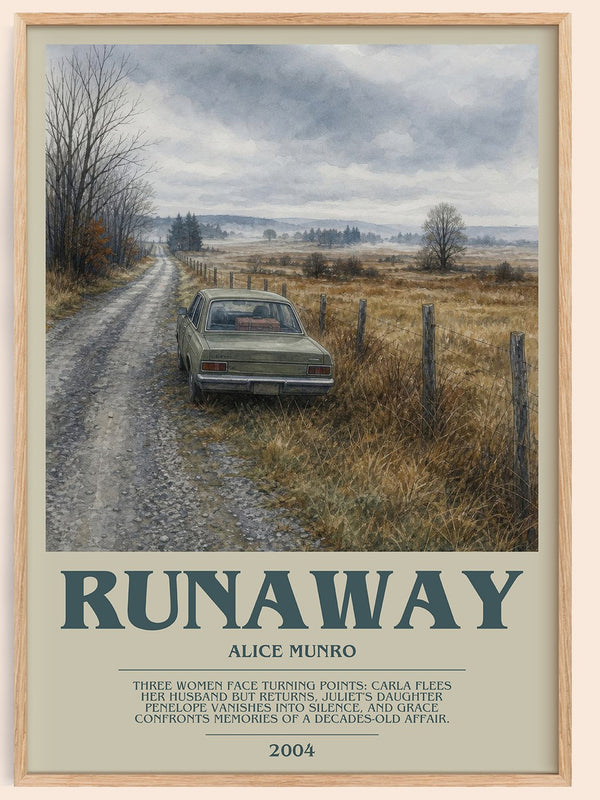 Runaway bookish book poster by Alice Munro – framed literary art print