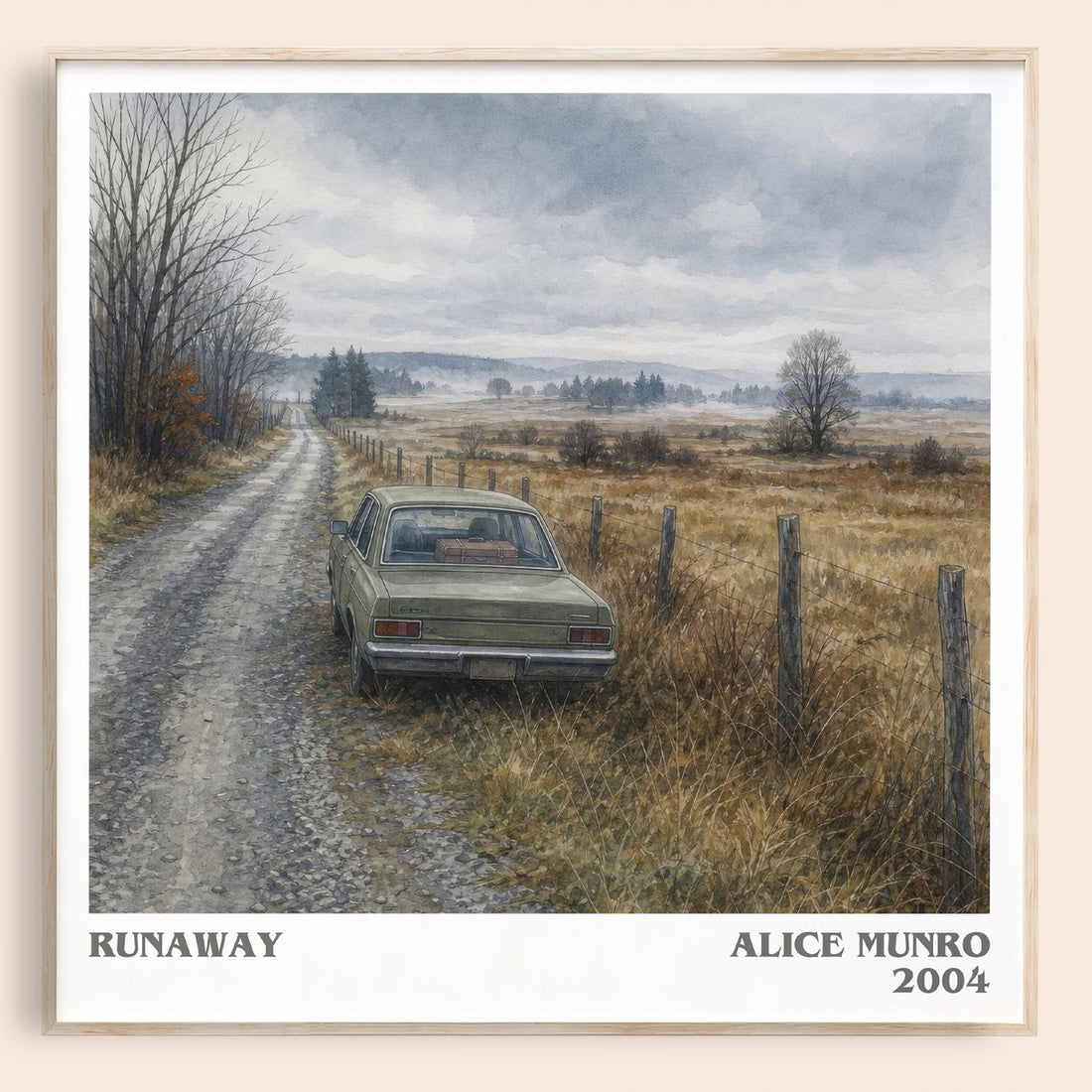Runaway literary book poster by Alice Munro – framed literary art print