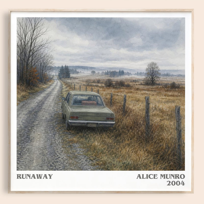 Runaway literary book poster by Alice Munro – framed literary art print