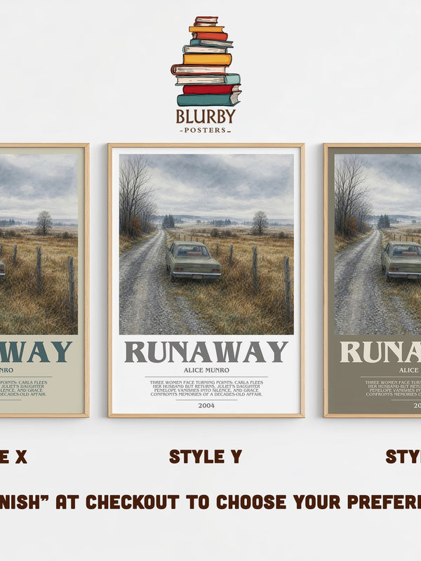 Runaway bookish print in frame leaning in hallway – literary fiction wall art