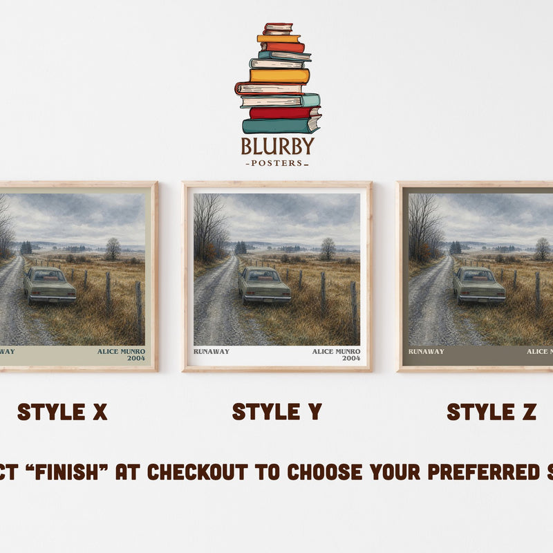 Runaway literary print in frame leaning in hallway – literary fiction wall art