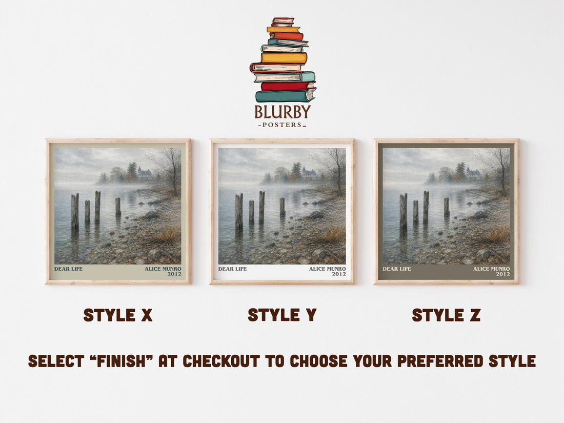 Dear Life literary print in frame leaning in hallway – literary fiction wall art (mockup)