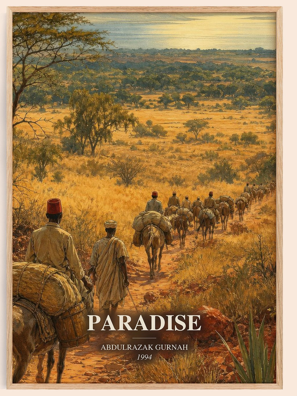 Paradise watercolour book poster by Abdulrazak Gurnah – framed literary art print