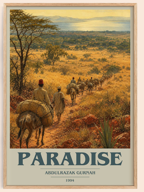 Paradise book cover book poster by Abdulrazak Gurnah – framed literary art print