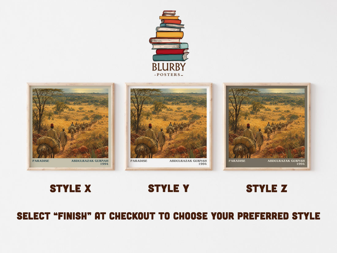 Paradise literary print in frame leaning in hallway – literary fiction wall art (mockup)