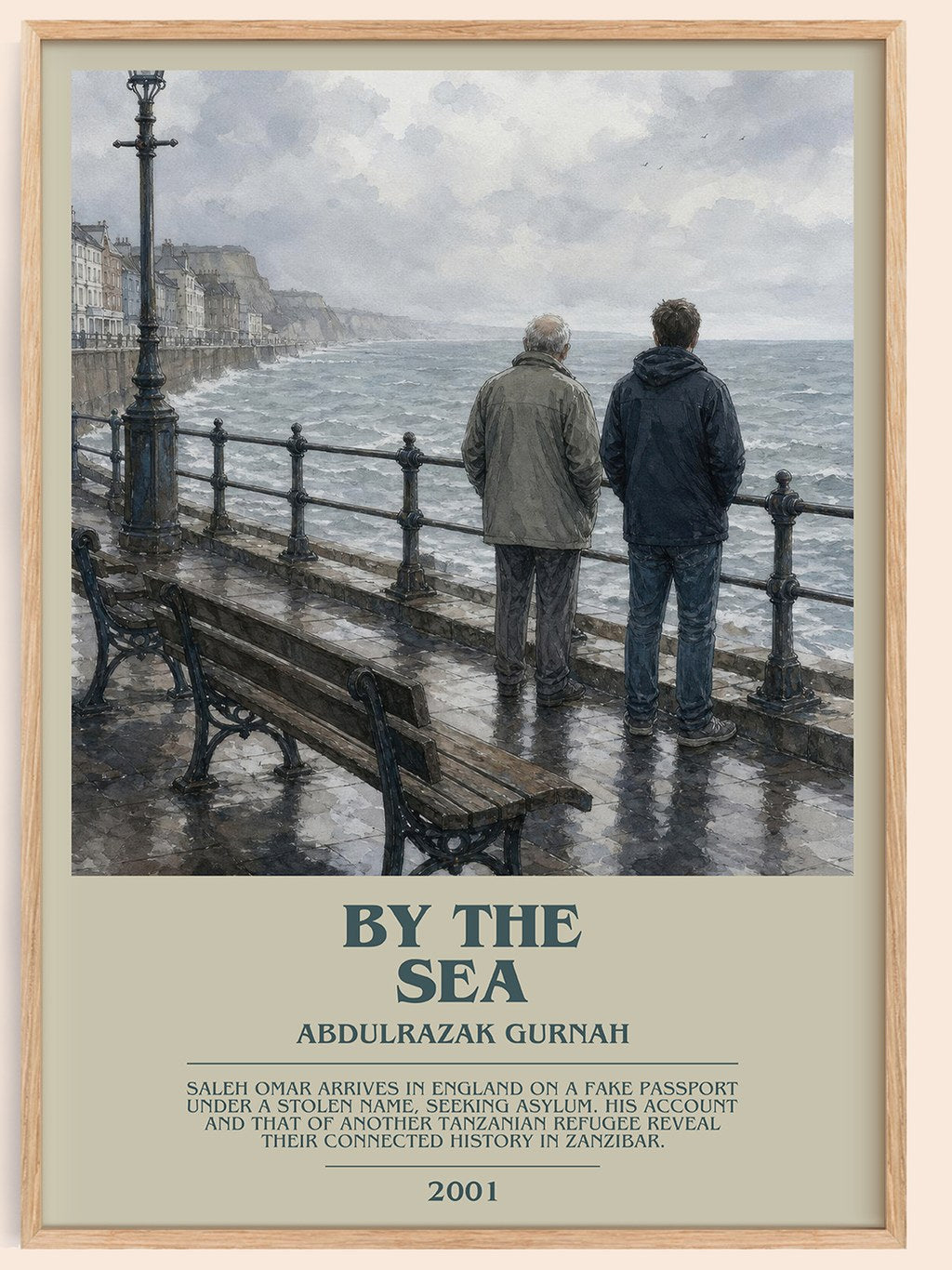 By the Sea bookish book poster by Abdulrazak Gurnah – framed literary art print