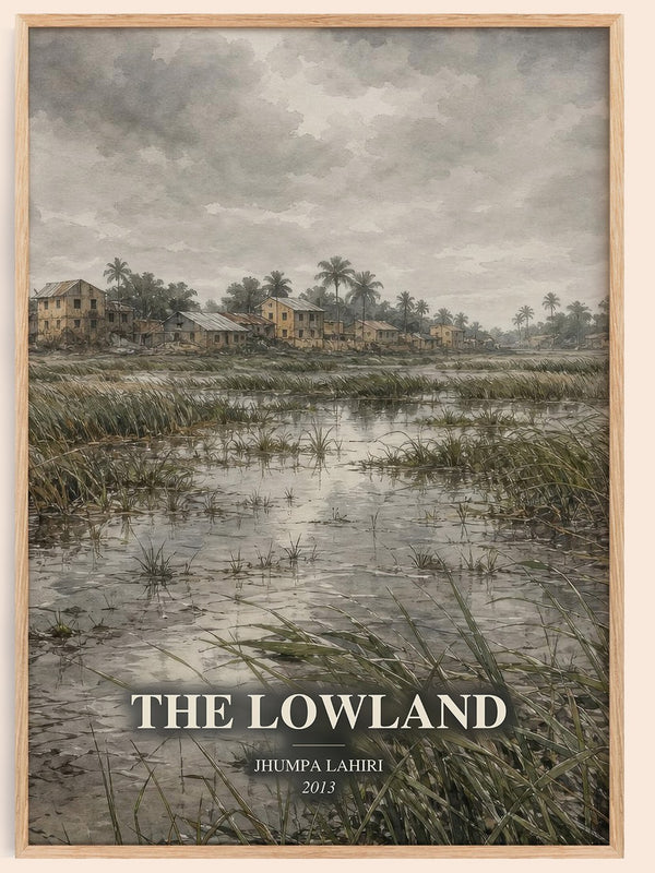 The Lowland watercolour book poster by Jhumpa Lahiri – framed literary art print