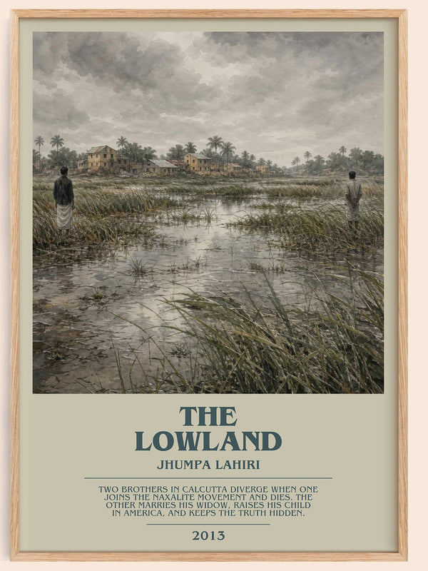 The Lowland bookish book poster by Jhumpa Lahiri – framed literary art print