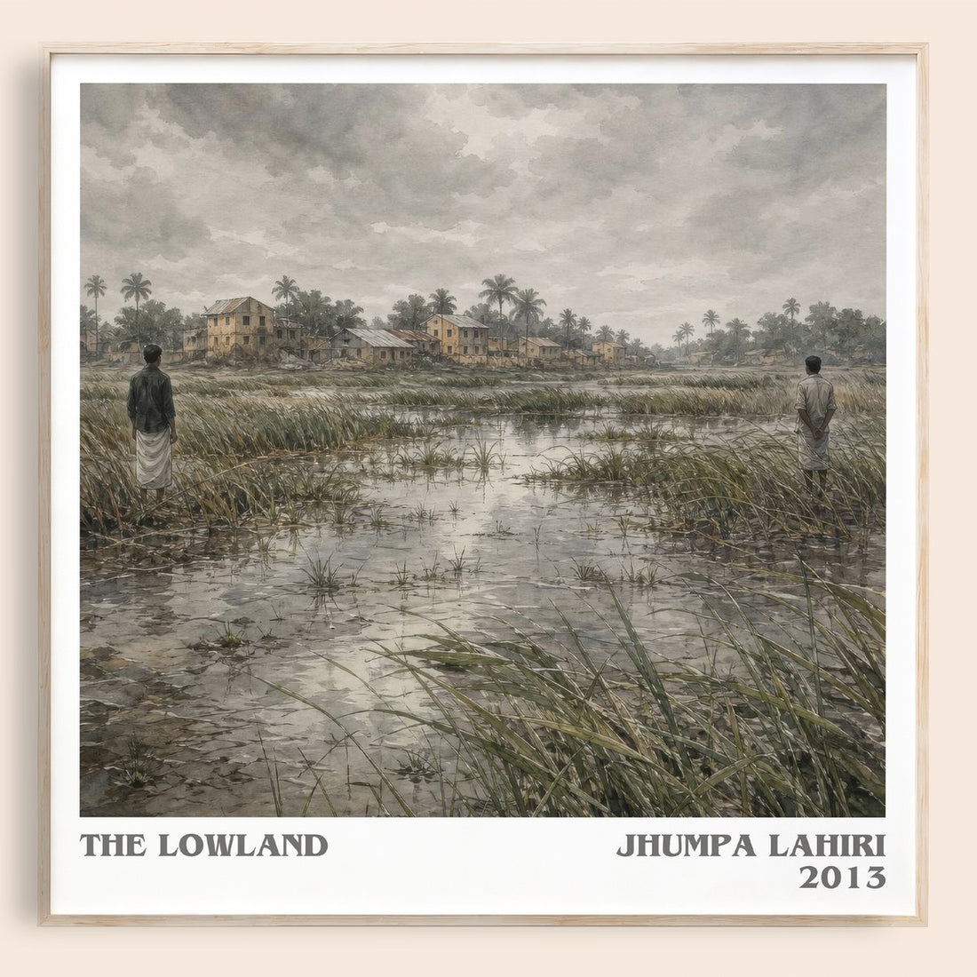 The Lowland literary book poster by Jhumpa Lahiri – framed literary art print