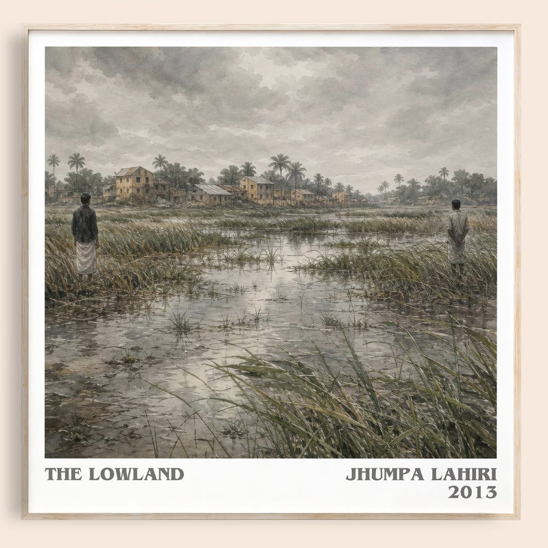 The Lowland literary book poster by Jhumpa Lahiri – framed literary art print