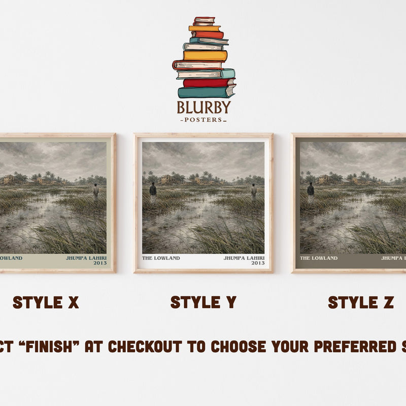 The Lowland literary print in frame leaning in hallway – literary fiction wall art